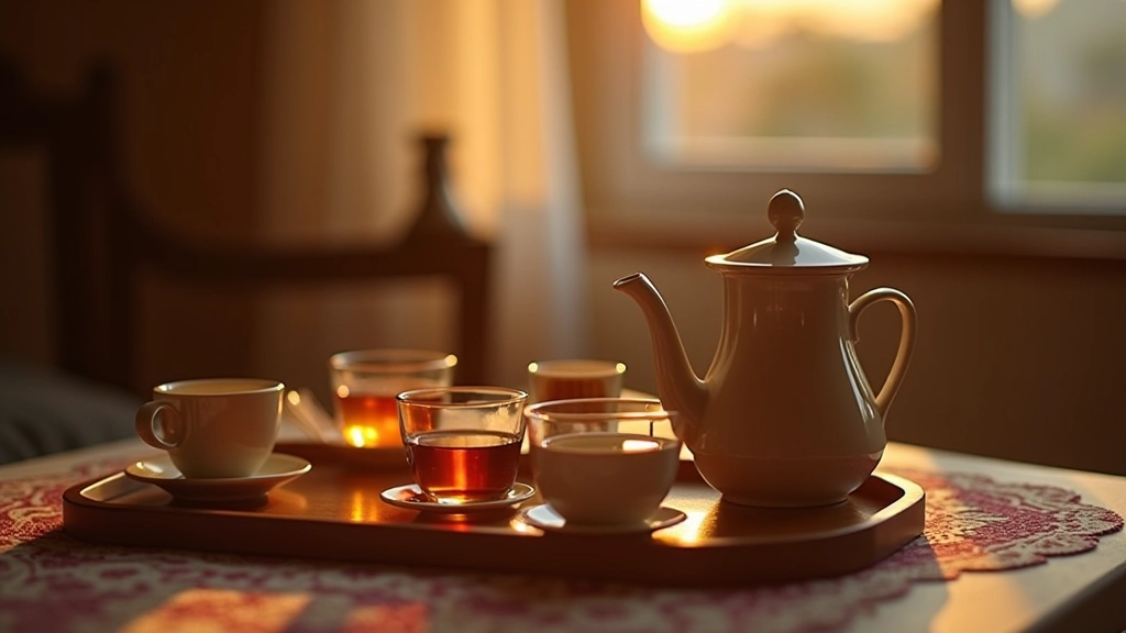 Traditional Turkish tea ceremony setup at home
